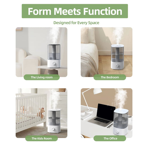 ALROCKET 4L Humidifiers for Bedroom, Cool Mist Humidfier for Home Large Room,Top fill,430 ft² ,White