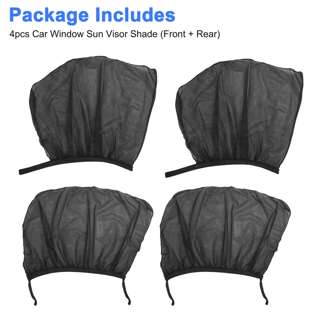 TSV 4Pcs Car Window Sun Shade, Universal Car Window Screens, Breathable Mesh Sun Visor Shades Protect from UV Rays, Sun Glare