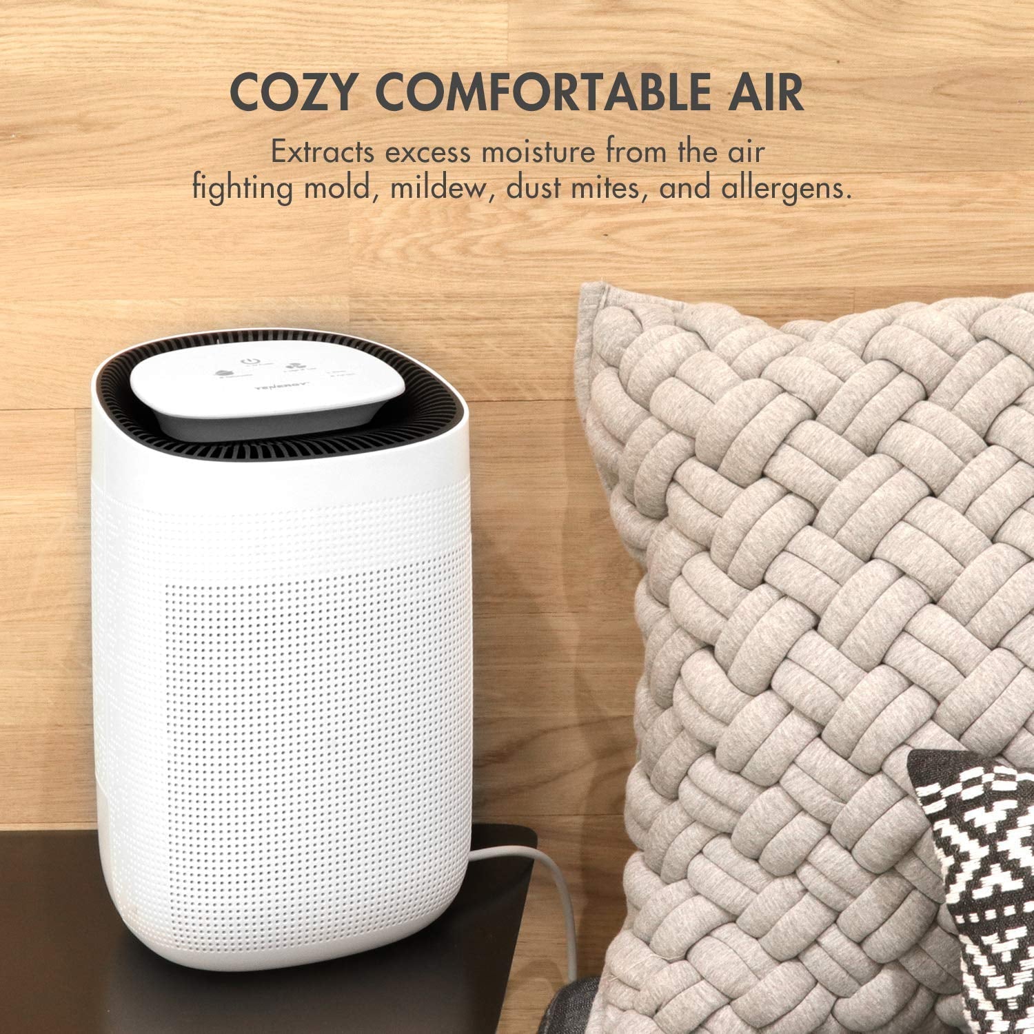 Tenergy Sorbi 1000ml Air Dehumidifier w/Air Purifying Function, True HEPA Filter, Auto Shutoff, Touch Control Adjustable Air Speed, Ultra-Quiet Allergies Eliminator, Ideal for Closets and Bathrooms