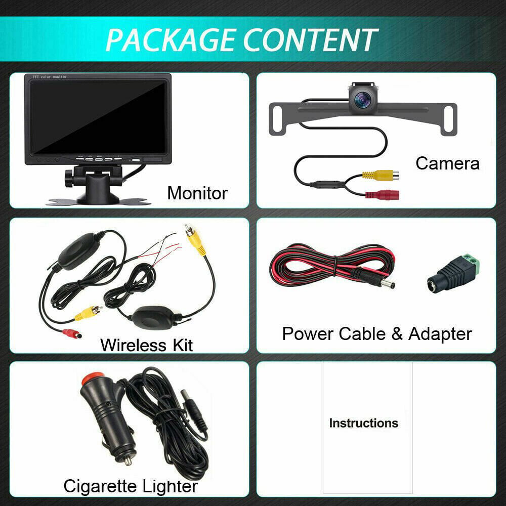 7" TFT LCD Monitor, Wireless Rear View Cams 2.4G Extra Long Range Signal Waterproof Backup Camera with Night Vision Reverse Camera, Vehicle Backup Cameras Kit for Car Truck