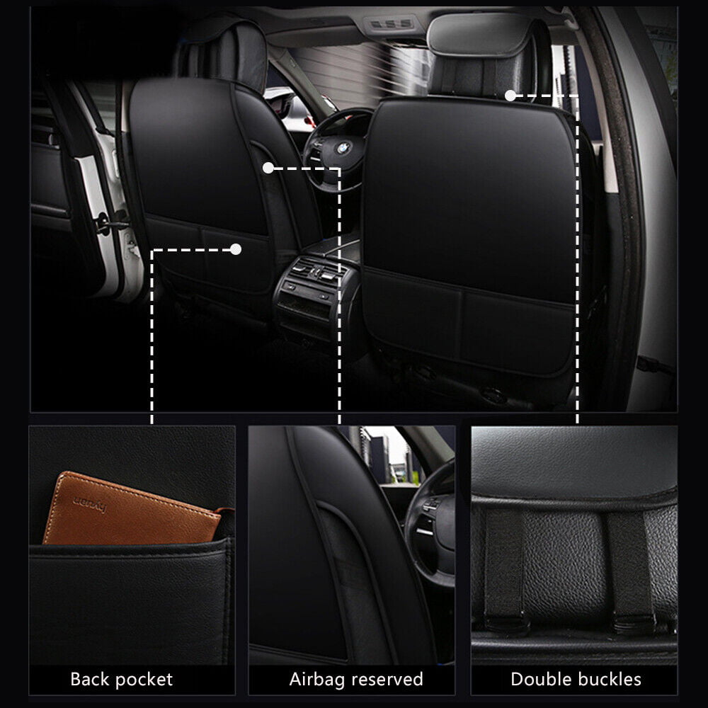 OTOEZ 5D Luxury Leather Car Seat Cover Full Set Front, Rear 5 Seats Protector Universal Fit