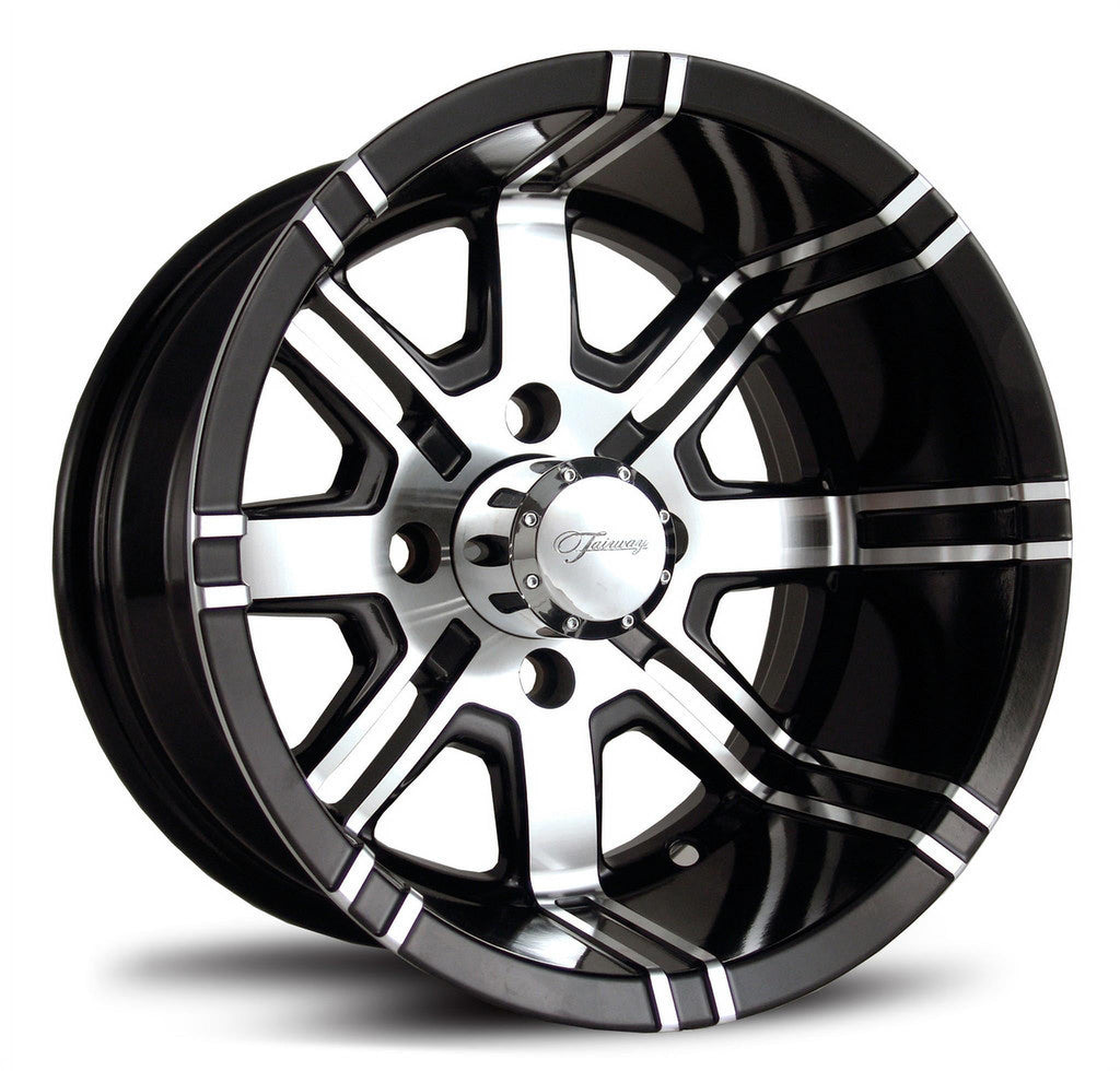Fairway Alloys Aggressor Golf Wheels 12" 23x10-12 Sahara Tires E-Z-GO & Club Car