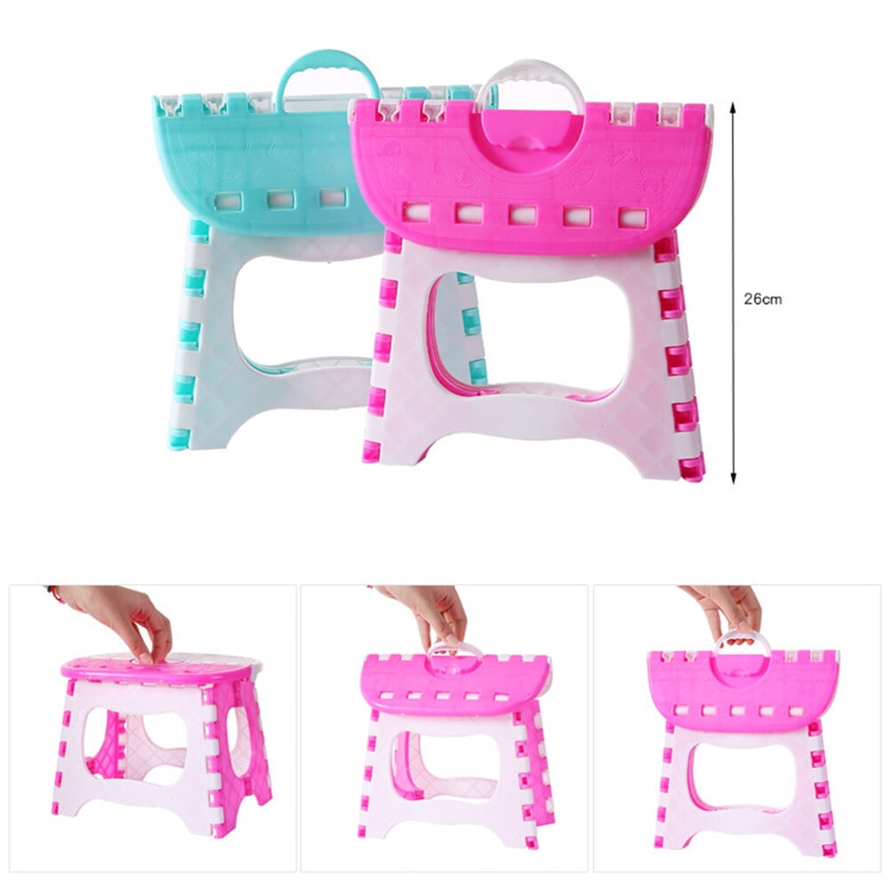 Plastic Folding Step Stool Portable Stool for Kids Home Bathroom Garden Kitchen Livingroom (Pink)