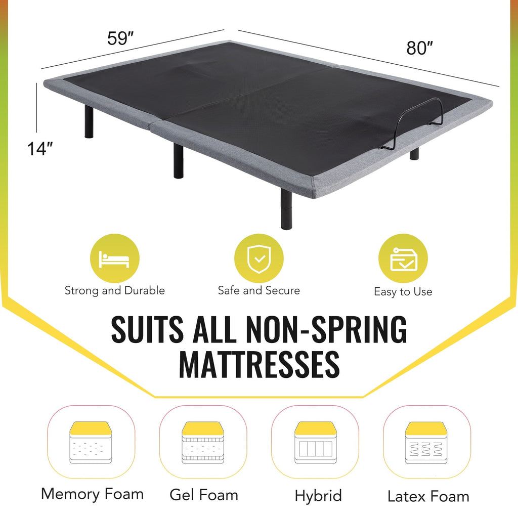 Bestco Motorized Queen Size Bed Frame with Remote Control, USB Ports and Massage