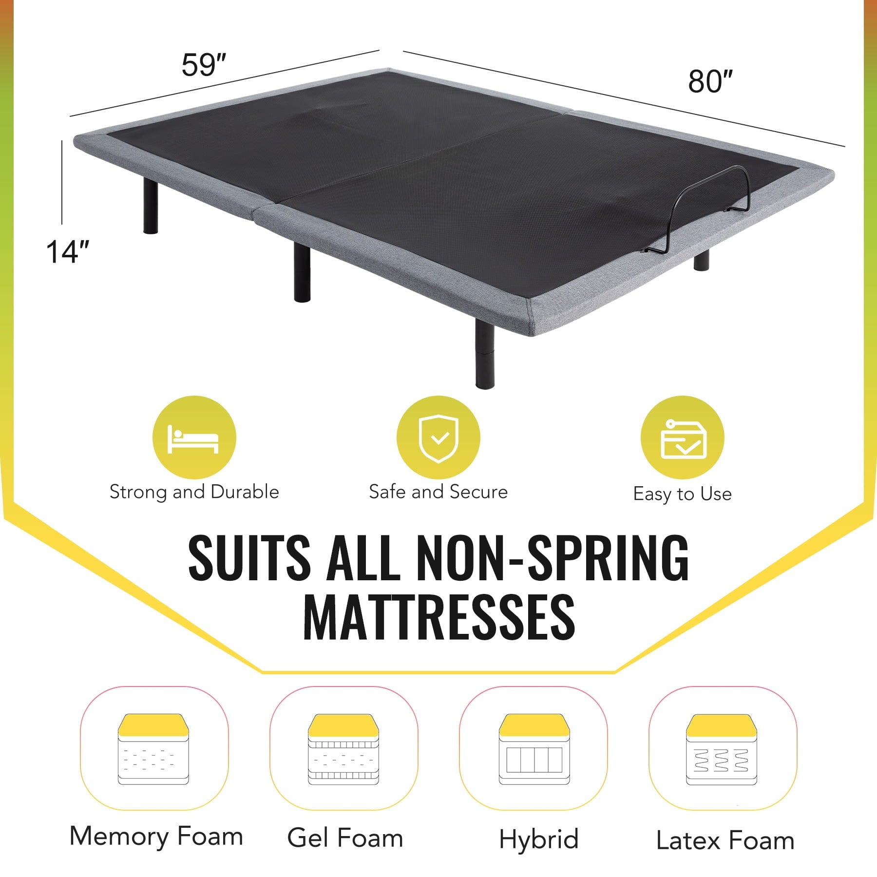 Bestco Motorized Queen Size Bed Frame with Remote Control, USB Ports and Massage