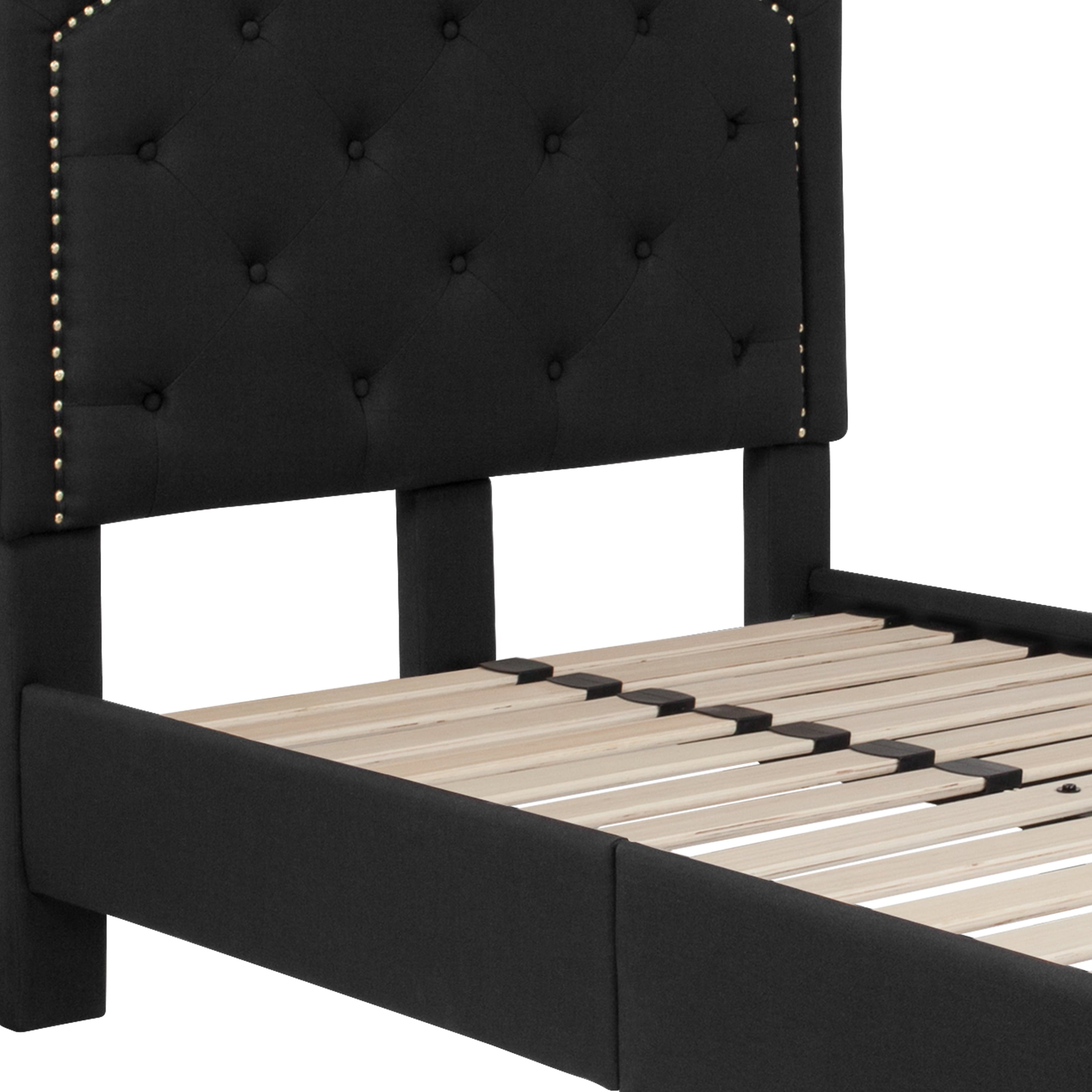 Flash Furniture Brighton Twin Size Tufted Upholstered Platform Bed in Black Fabric