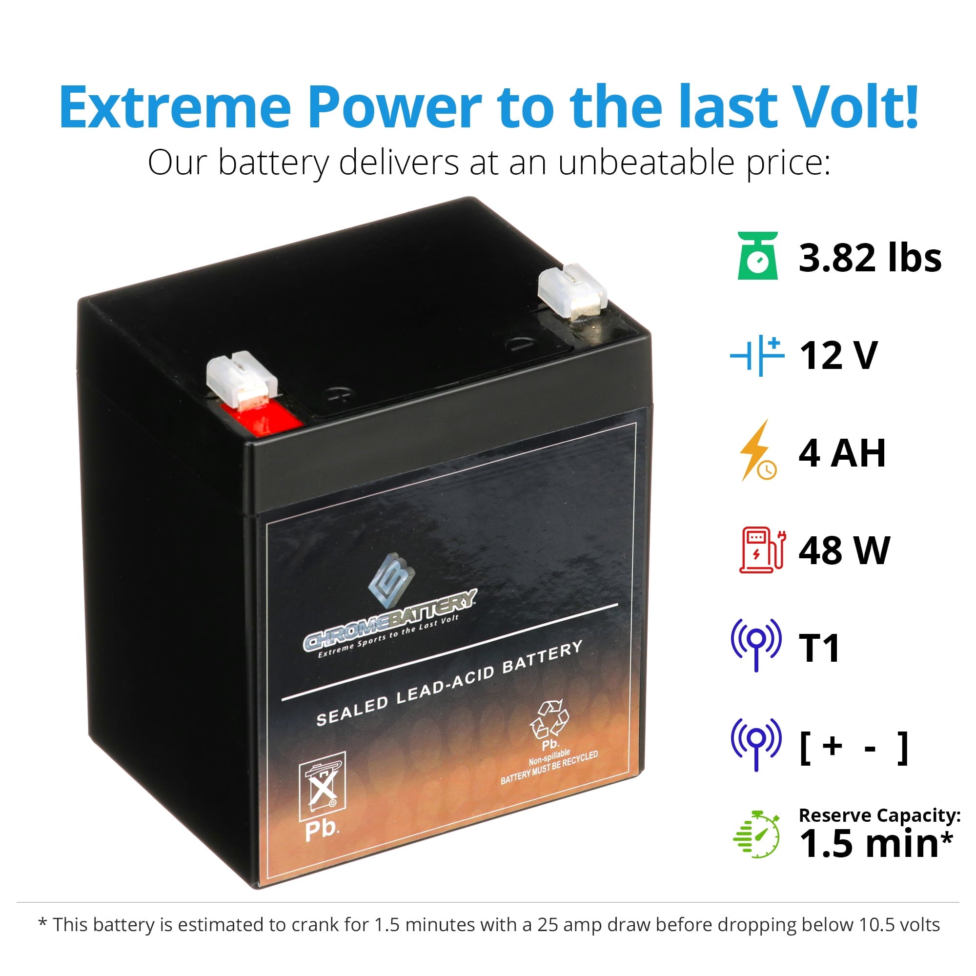 Chrome Battery 12V 4Ah Home Alarm Security System SLA Battery