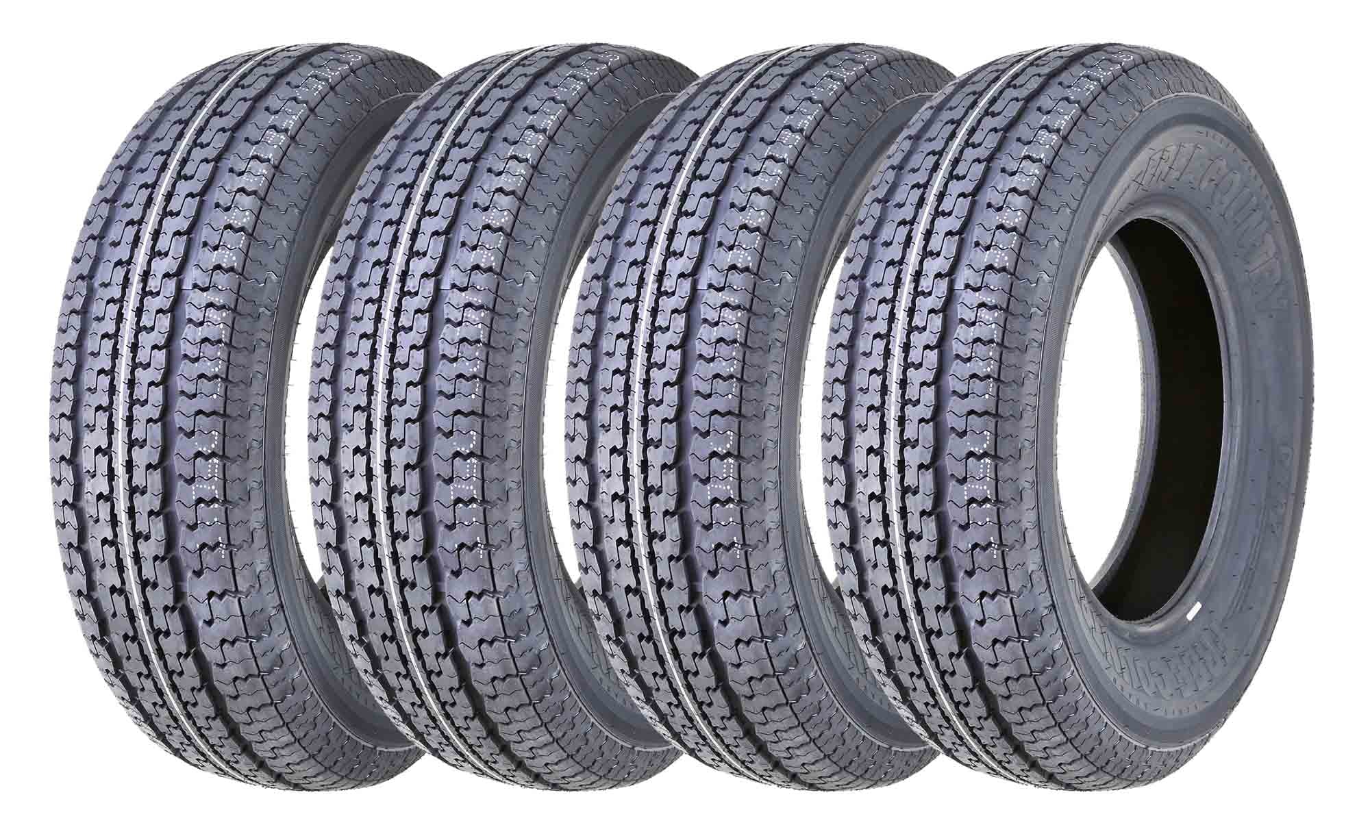 Set 4 Premium FREE COUNTRY Trailer Tire ST215/75R14 8PR Load Range D w/Featured Scuff Guard