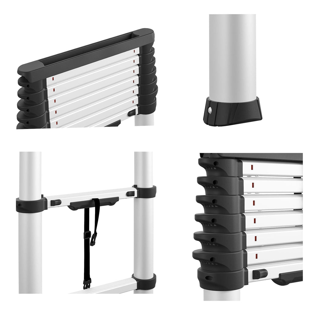 Cosco 8.5 Ft SmartClose Aluminum Telescoping Ladder with Tray Cap and Type 1A 300-Pound Capacity, 12 Ft Max Reach