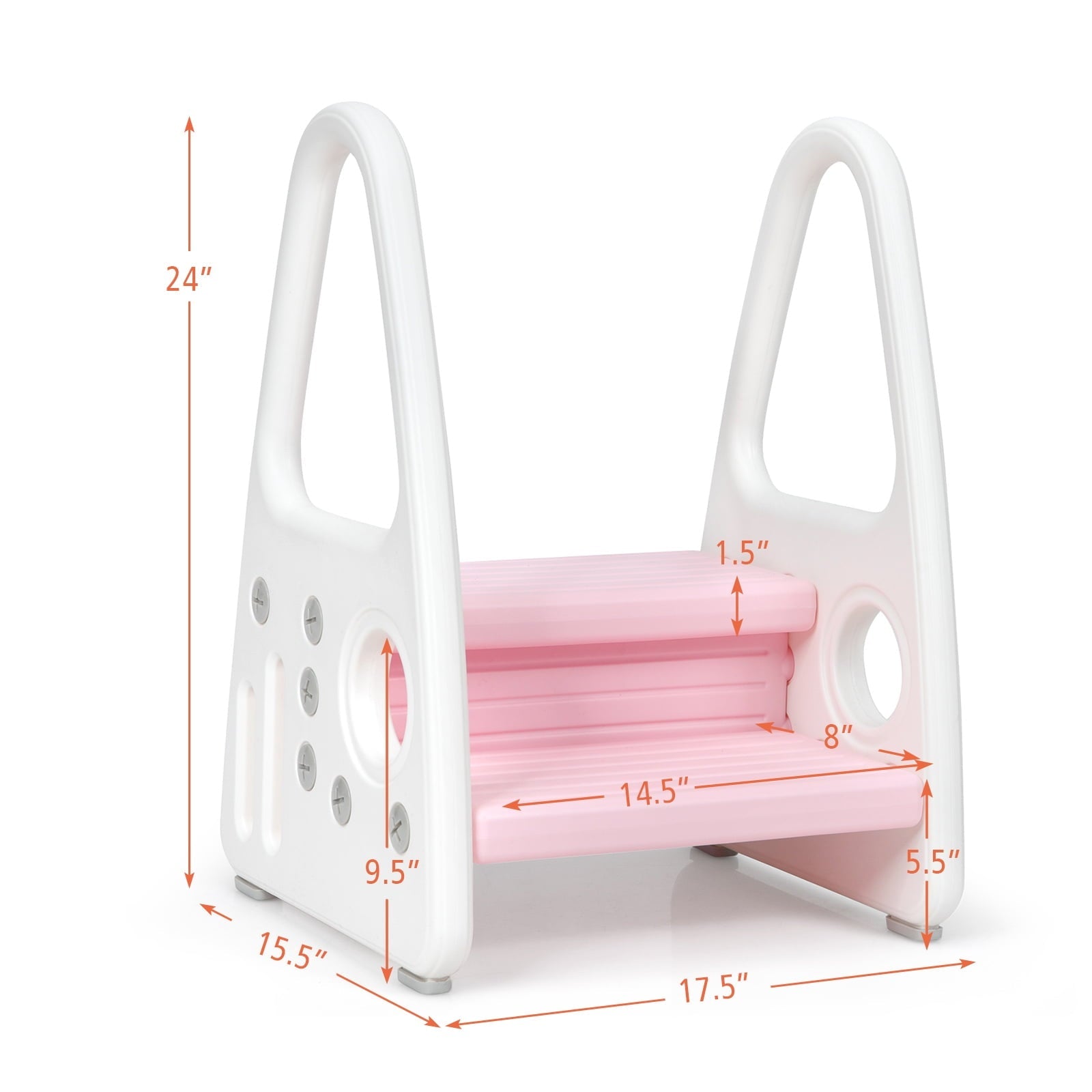 Infans Kids Step Stool Learning Helper w/Armrest for Kitchen Toilet Potty Training Pink