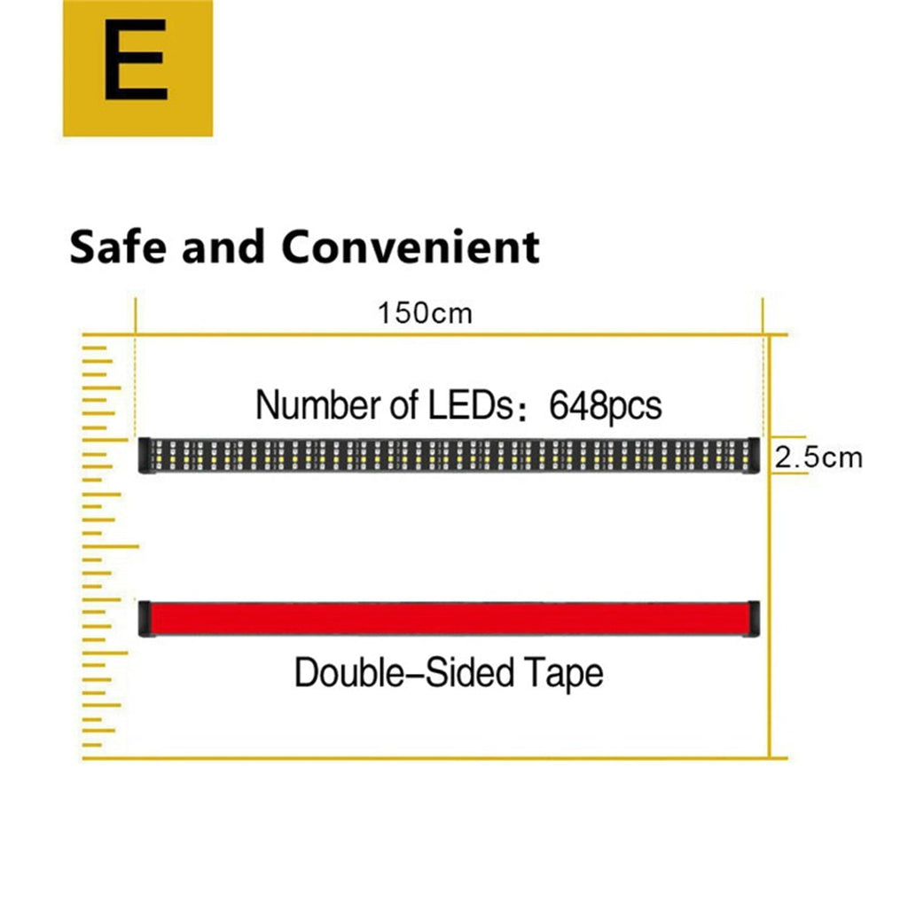 BLUELK 60" Truck Tailgate Light Bar Four Row 648 LED Flexible Strip Running Turn Signal Brake Reverse Tail Light,Red/White