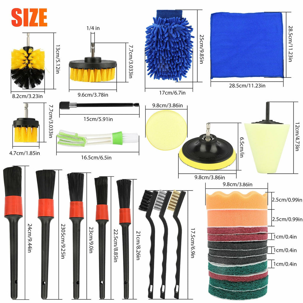 Carbole 30 Pcs Brush Cleaning Kit, Drill Brush Attachment Set with Pad Sponge for  Bathroom Kitchen Car Cleaning