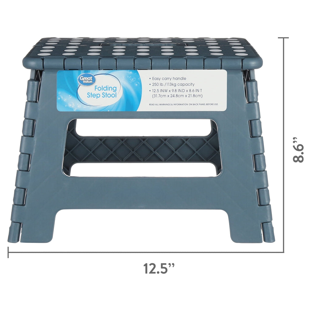 Great Value Plastic Folding One Step Stool with Carrying Handle