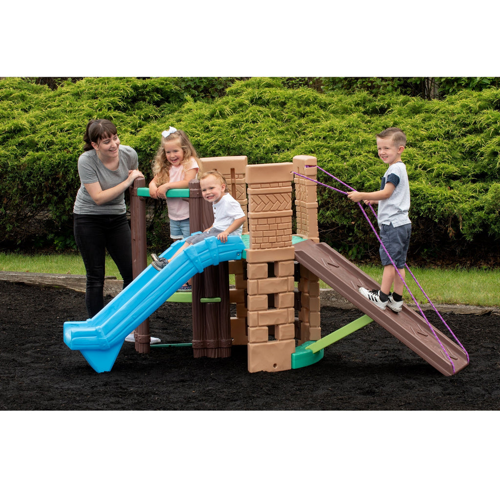 Little Tikes 2-in-1 Castle Playground Climber and Slide with Ladder and Plank, Fits Up to 3 Kids, Indoor and Outdoor Backyard Playground Set, Multicolor- For Toddlers Boys Girls Ages 3 4 5+