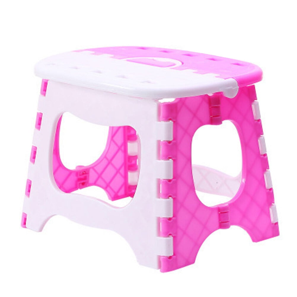 Plastic Folding Step Stool Portable Stool for Kids Home Bathroom Garden Kitchen Livingroom (Pink)