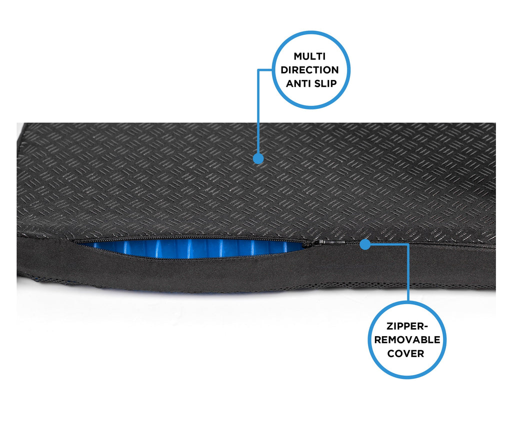 Auto Drive Car Seat Cushion Hex Gel Black and Blue Universal Fit, 19CU22, 1 Piece