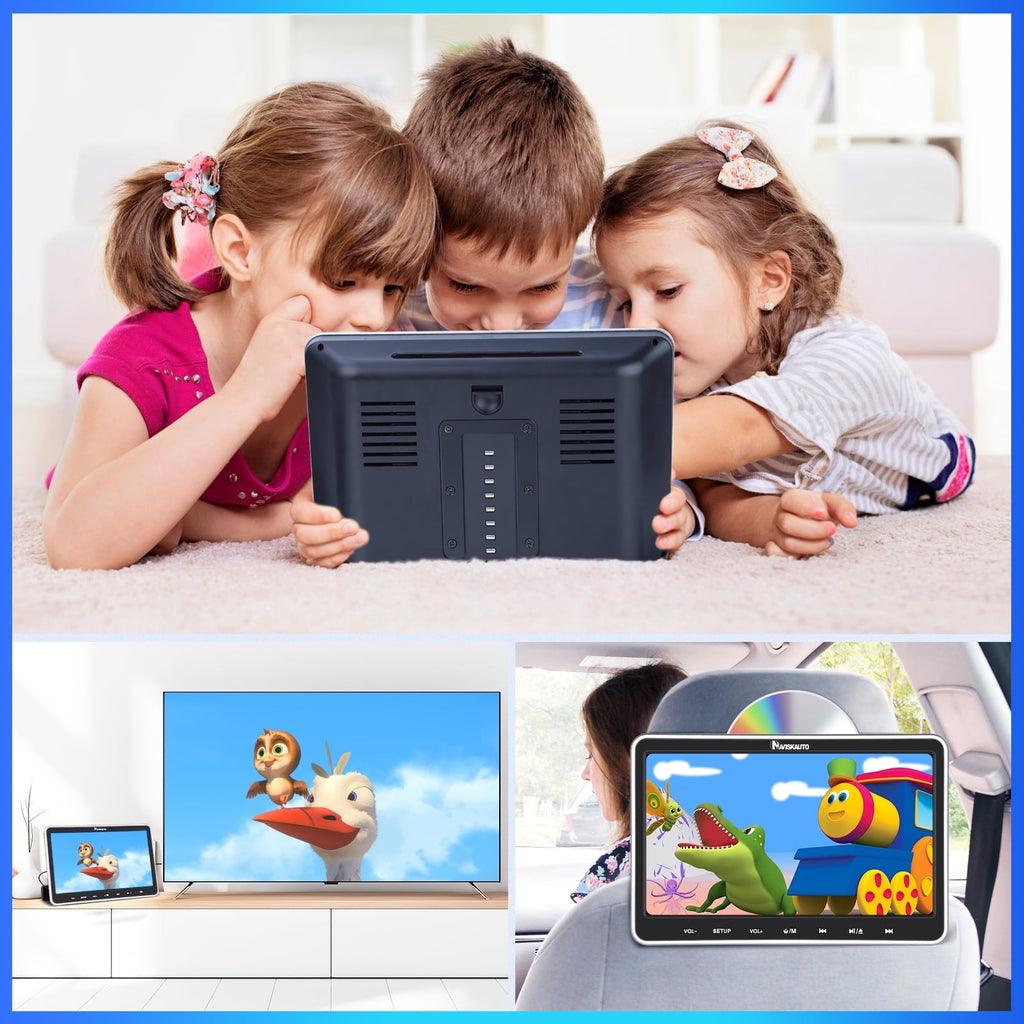 NAVISKAUTO 10.1" Portable DVD Player for Car with Headrest Mount Bracket HDMI Input Region Free Last Memory