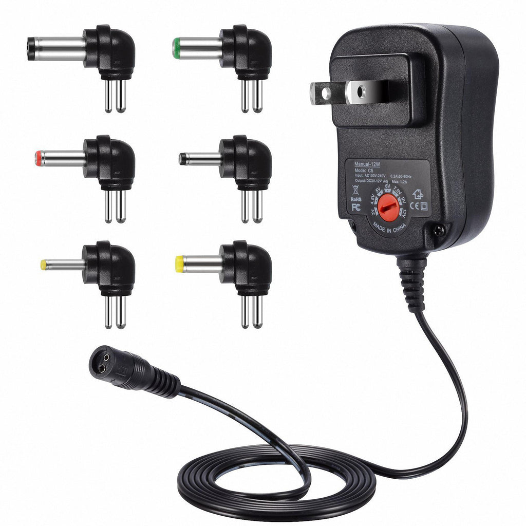 Dteck 12W Universal Charger AC/DC Adapter Switching Power Supply with 6 Selectable Adapter Plugs (can't work with Laptop)