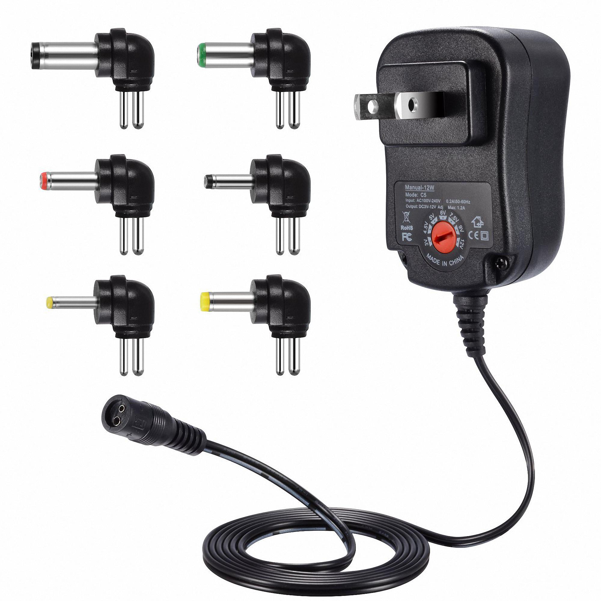 Dteck 12W Universal Charger AC/DC Adapter Switching Power Supply with 6 Selectable Adapter Plugs (can't work with Laptop)