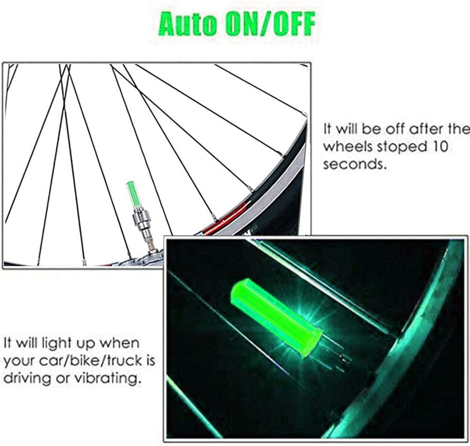 Mightlink LED Flash Tyre Wheel Lights - Bike Tire Valve Stem Caps Lights, for Car Bike Bicycle Motorcycle - 4PCS