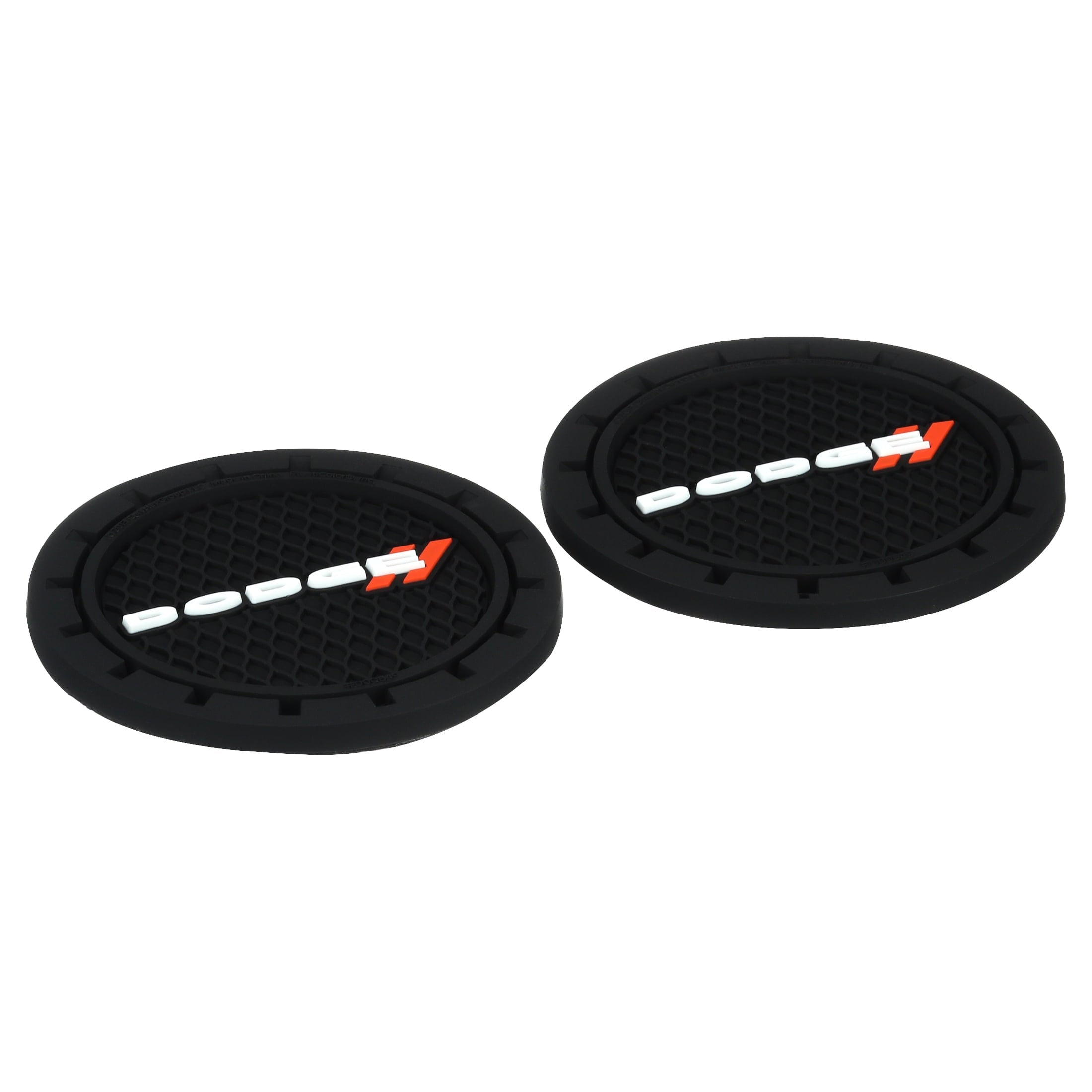 Plasticolor Dodge Automotive Cup Holder Coasters, Black, 2 Pack