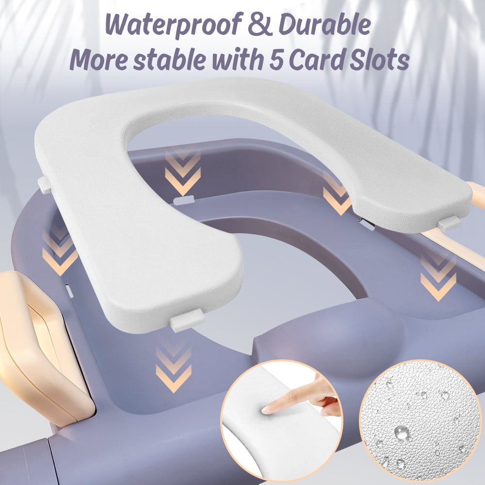 Toddler Potty Training Seat with Step Stool Ladder, Potty Training Toilet Seat for Kids, Foldable Potty Seat with Anti-Slip Pad Ladder, Purple