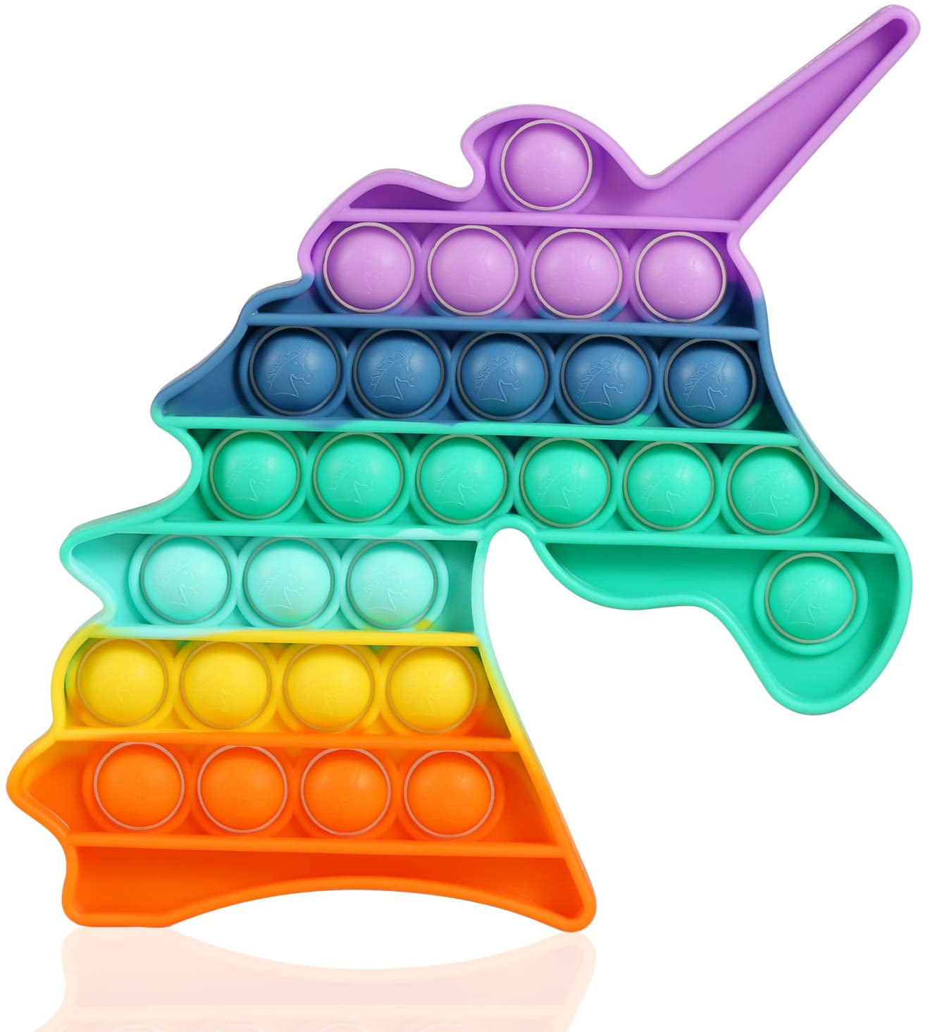 Unicorn + Heart - 3 Pack Push Pop Fidget Toys Set, Bubble Sensory Toy, Silicone Popper Stress Anxiety Reliever Fidget Squeeze Sensory Toy for Kids with ADD, ADHD Christmas Best Stocking Stuffers