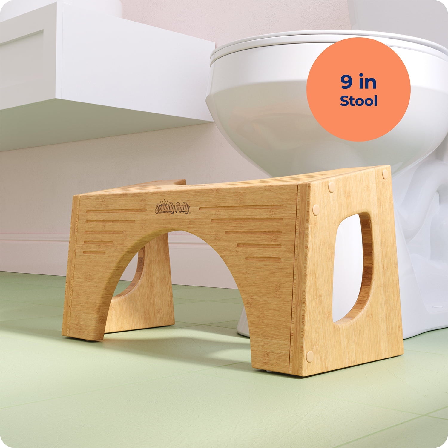 Squatty Potty The Original Toilet Stool - Bamboo Flip, 7" & 9" Height, Two Sizes-in-One
