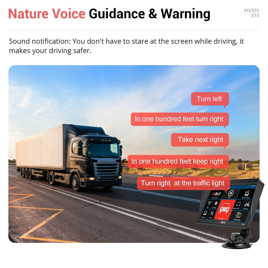 XGODY 9 inch Truck GPS Navigation for Car GPS 2023 Lifetime Free Map Updates GPS for Car with Voice Guidance Speed Camera Warning Route Planning