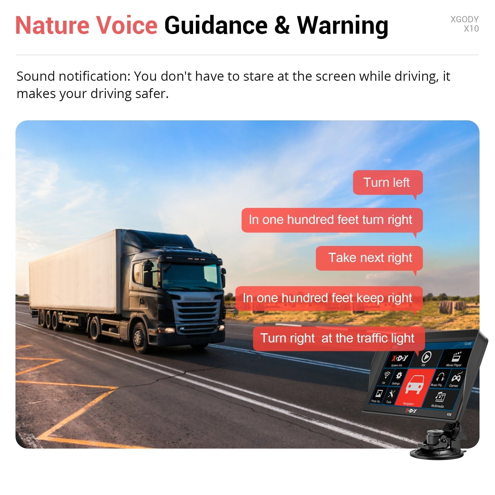 XGODY 9 inch Truck GPS Navigation for Car GPS 2023 Lifetime Free Map Updates GPS for Car with Voice Guidance Speed Camera Warning Route Planning