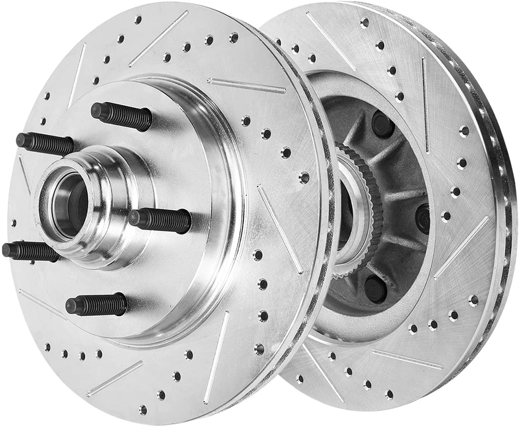 Detroit Axle - 12.13" (308mm) Front Drilled and Slotted Brake Rotors Replacement for Ford F-150 Lincoln Blackwood Fits select: 2000-2003 FORD F150