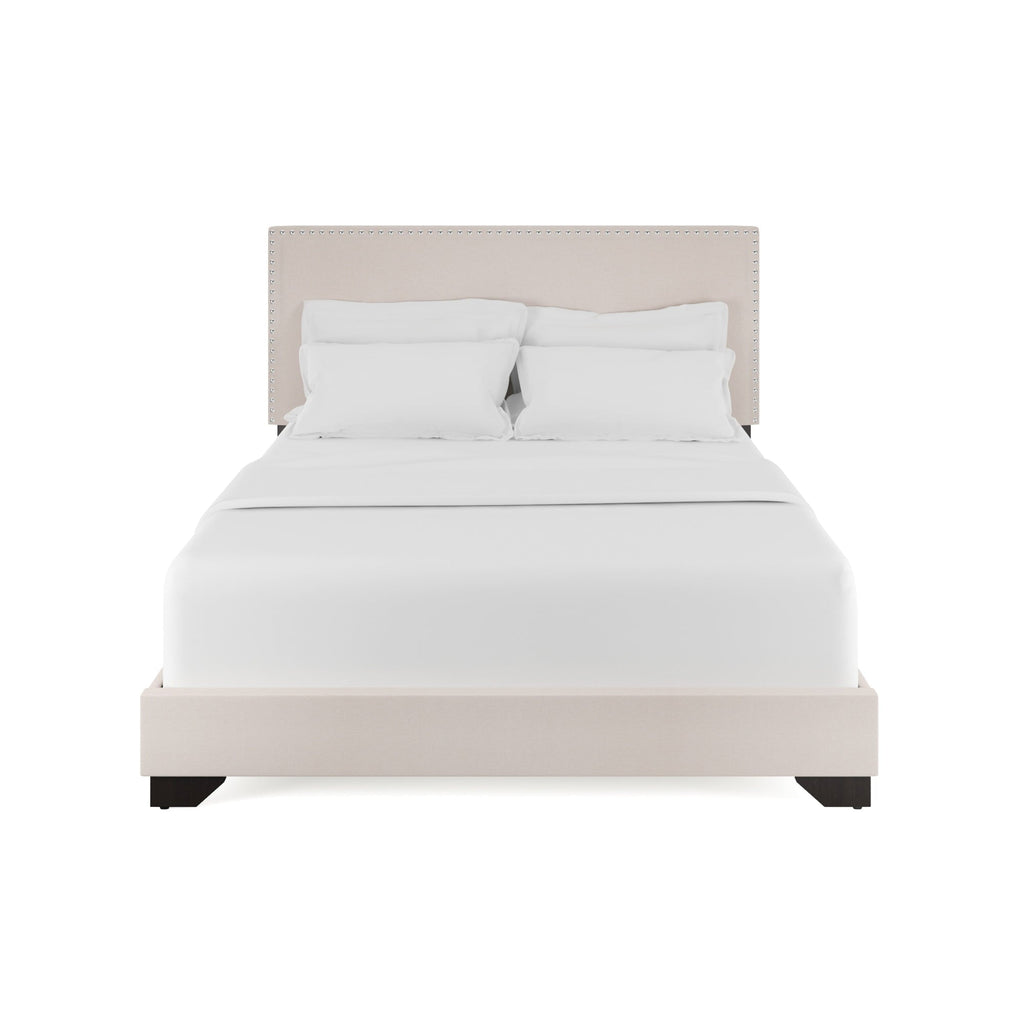 Skylar Nailhead Trim Upholstered Full Platform Bed, Cream