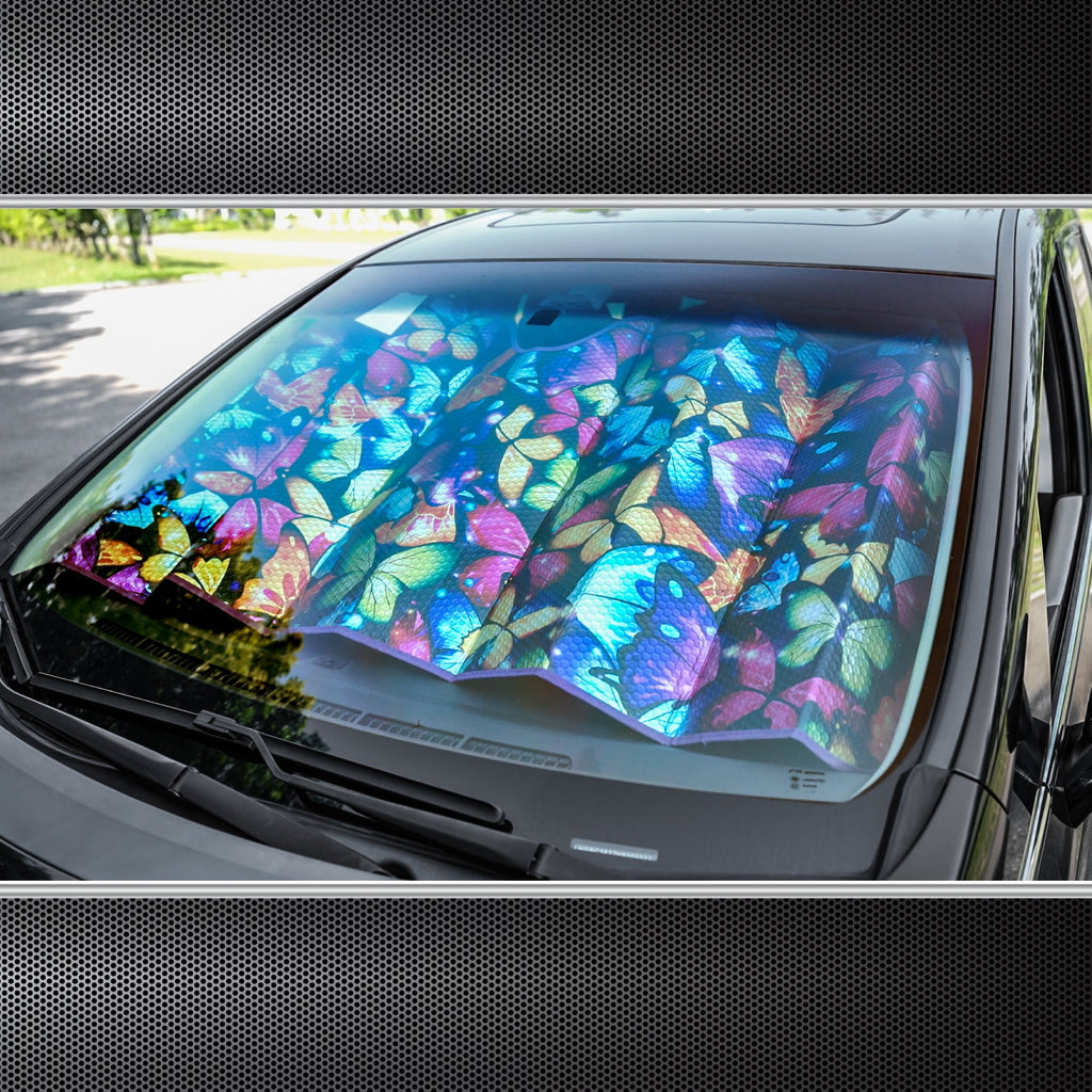 Auto Drive Vehicle's Windshield Fit Butterfly Accordion Sun Shade AD021703M-2 1 Pack, 63'' x 28.5''