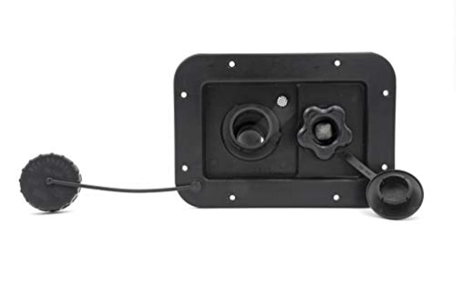 Thetford | B&B Molders RV 6" City/ Gravity Water Hatch with Plastic Check Valve, Black, 94223
