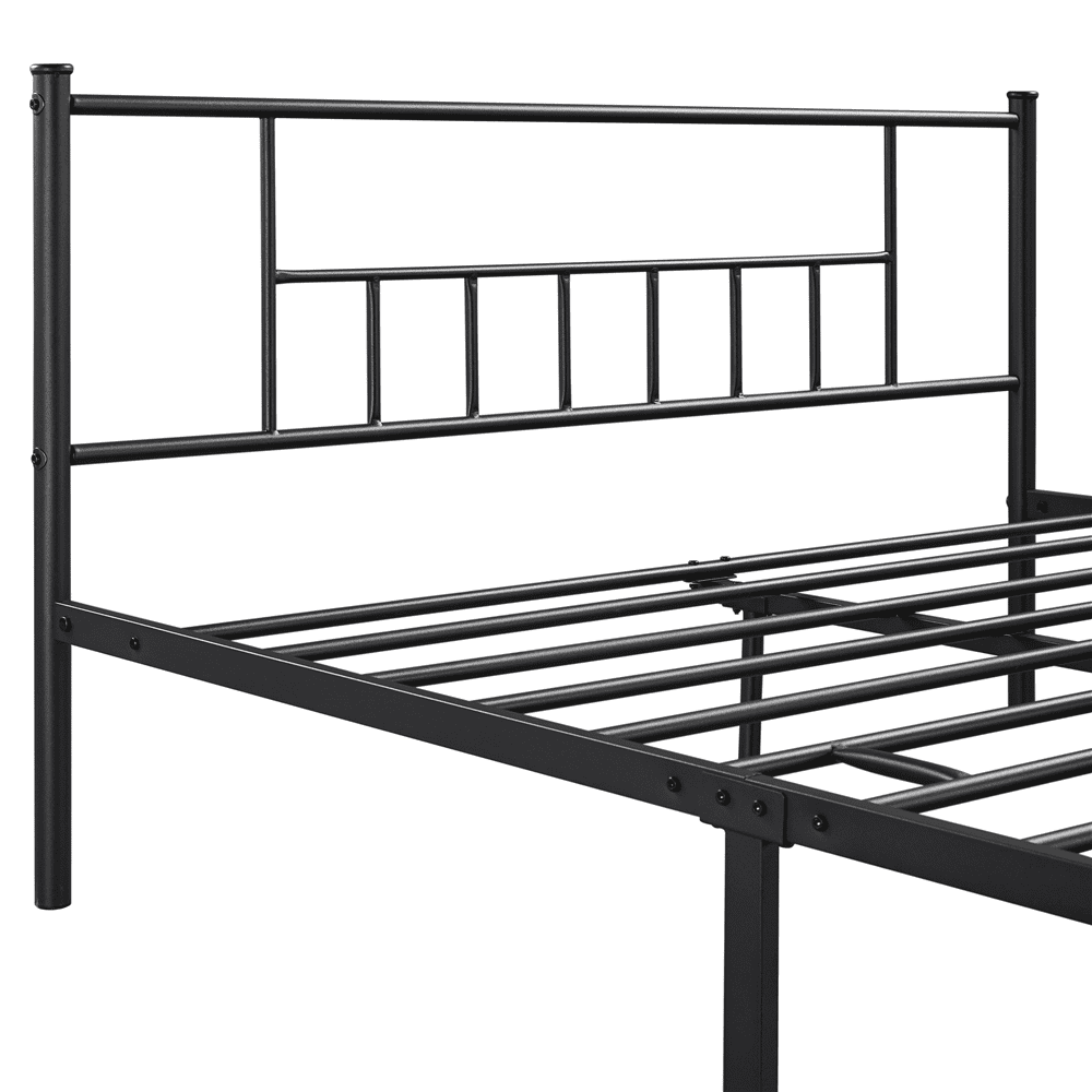 Easyfashion Jorge Queen Metal Platform Bed with Spindle Headboard and Footboard, Black