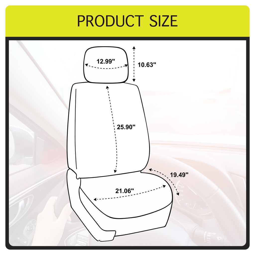 Auto Drive Universal Fit Black,White Cow Faux Leather Car Seat and Headrest Cover, Set of 2