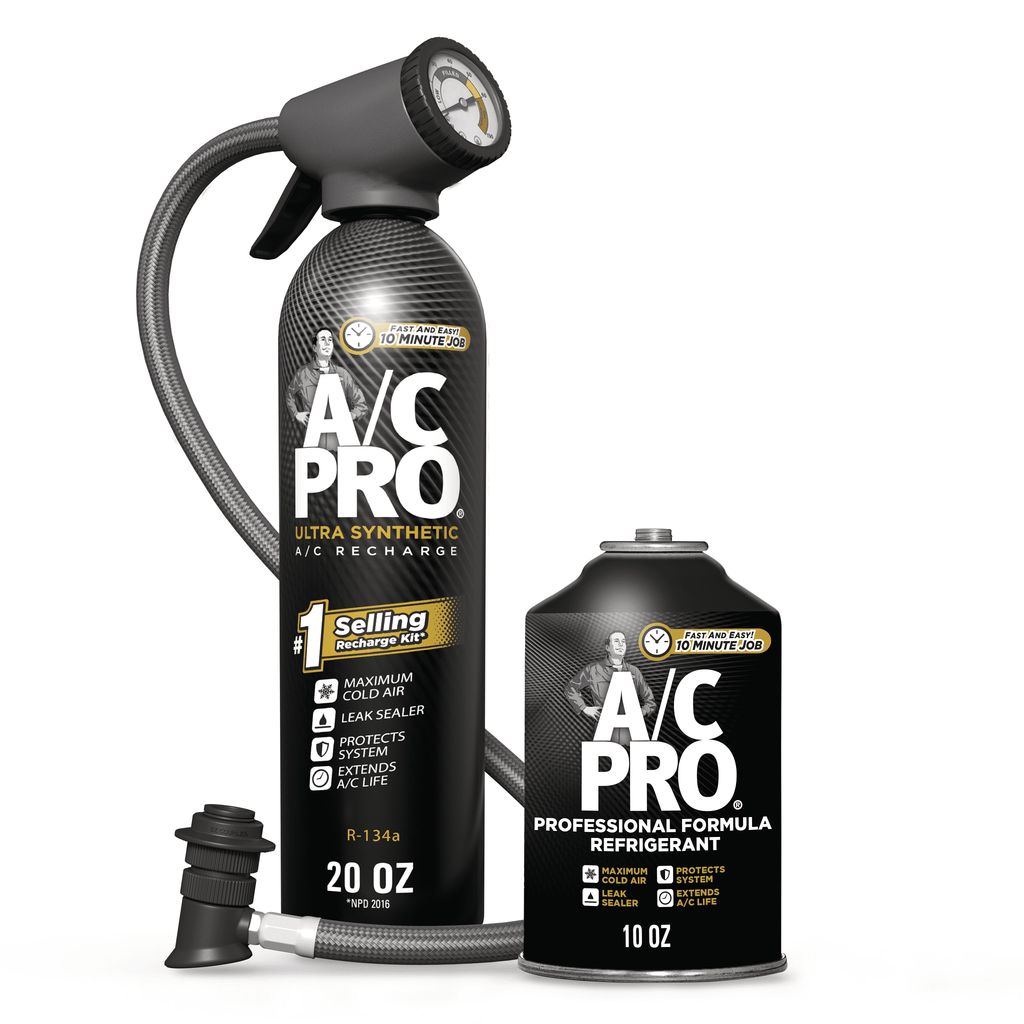 A/C Pro Refrigerant Combo Pack, 20 Ounce Kit and 10 Ounce Refill