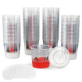 ABN 32 Oz 1000ml Quart Disposable Flexible Clear Graduated Plastic Mixing Cups with Lids 100 Pack Use for Paint, Resin, Epoxy, Art, Kitchen, Baking - Measuring Ratios 1:1, 2:1:1, 3:1:1, and 4:1:1
