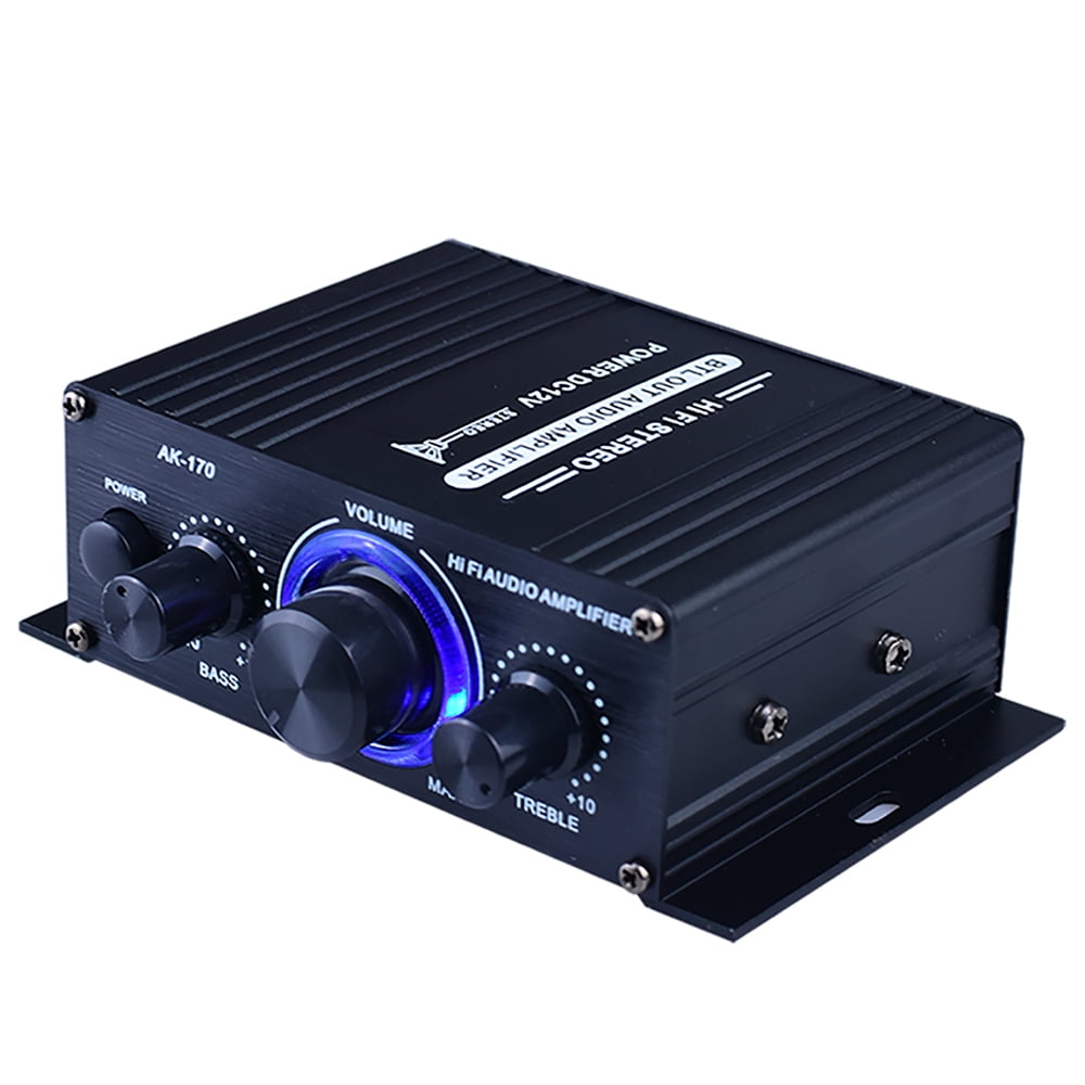 AK170 Mini Audio Power Amplifier Portable Sound Amplifier Speaker Amp for Car and Home, Black