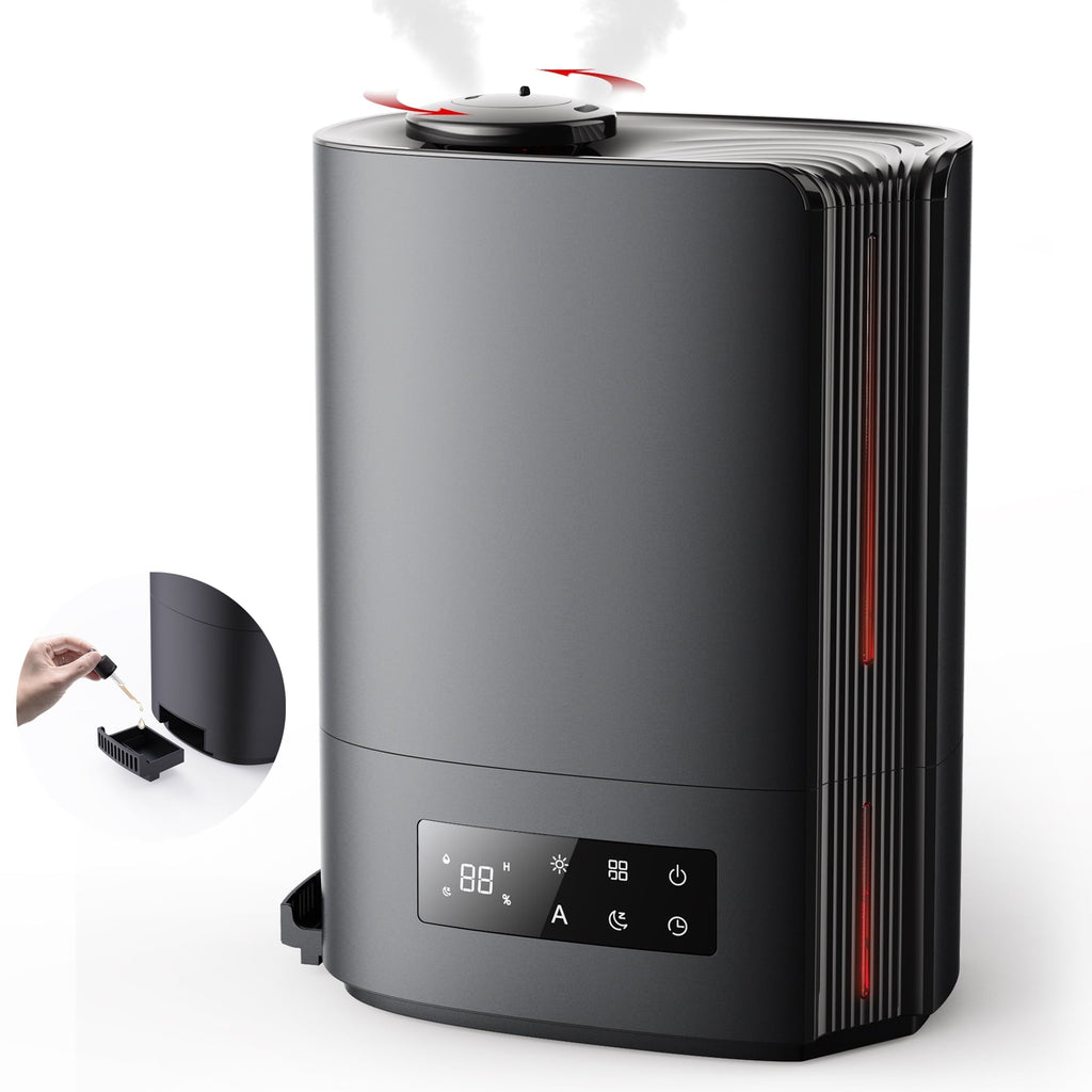 ALROCKET 6L Humidifier, Cool Mist Humidifiers for Bedroom Large Room Home,Top Fill, Smart Humidity Control,Oil Diffuser,Timer, Black