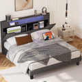 ANCTOR Queen Bed Frame with Storage Headboard & Charging Station for Adults,  Grey