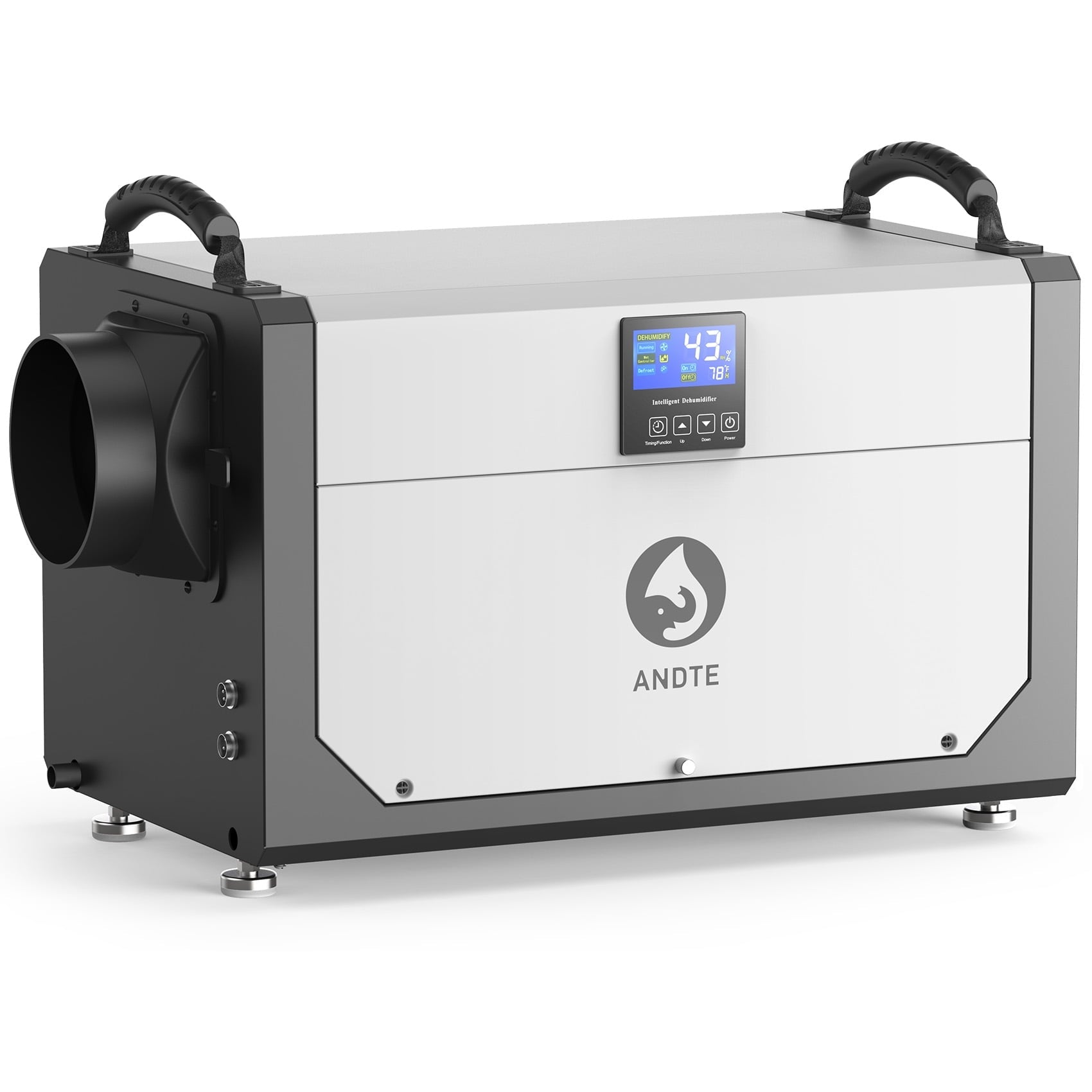 ANDTE 145 Pints Commercial Dehumidifier, Crawl Space Dehumidifier for Basement with 6.56ft Drain Hose and 24 Hr Timer, Compact, Portable, Auto Defrost, Memory Starting