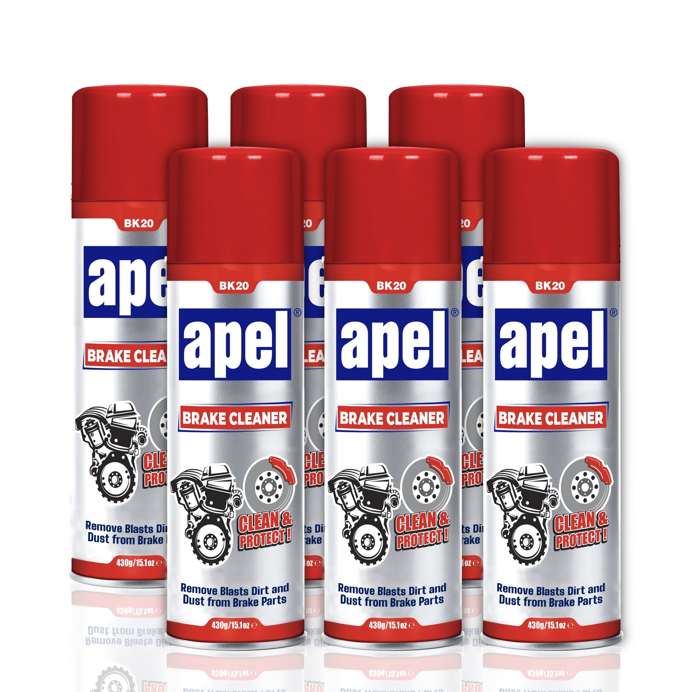 APEL Brake Parts Cleaner (6 x 15.1 fl oz) Brake Pad Disc Springs Calipers (Pack of 6)