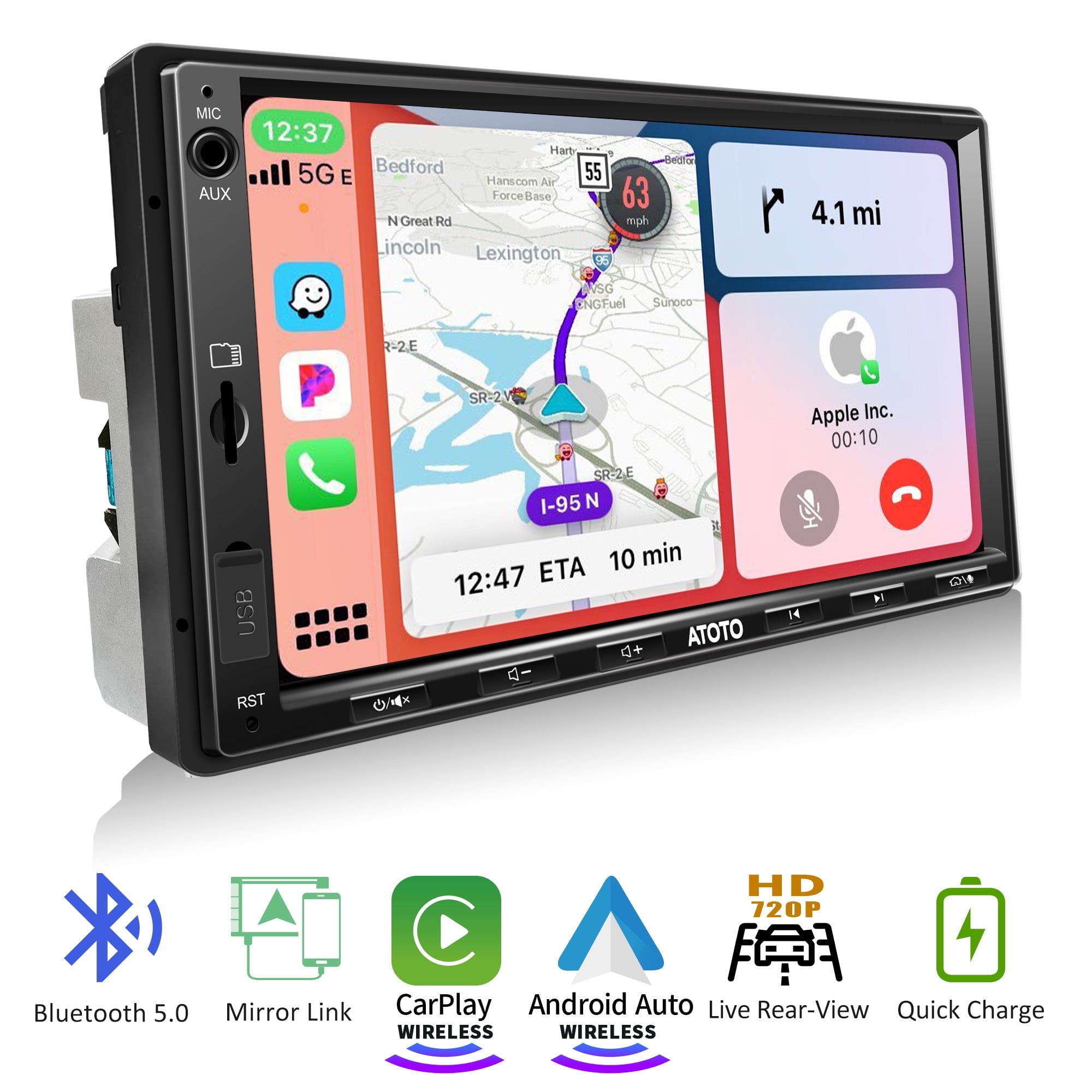 ATOTO 7inch F7WE Double Din Car Stereo Head Unit,Wireless Carplay Android Auto with Bluetooth GPS Quick Charge FM/AM