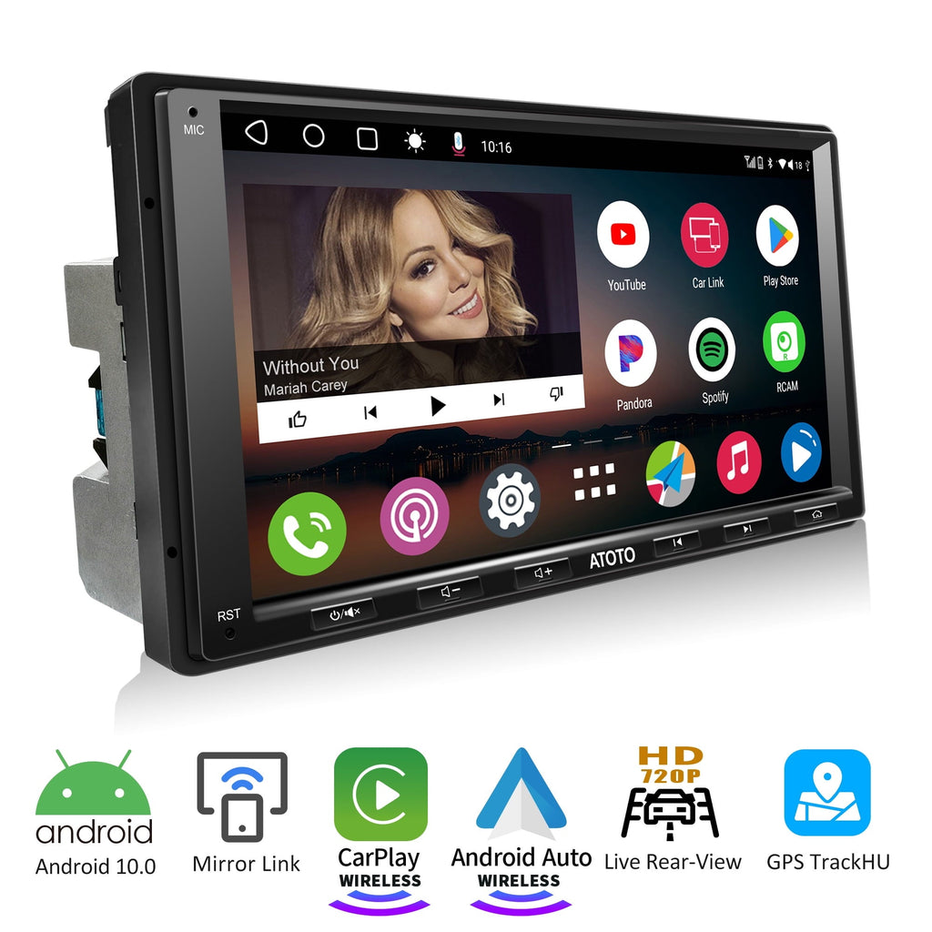 ATOTO 7inch Touchscreen Car Stereo Head Unit,A6PF Double Din Wireless Apple Carplay&Wireless Android Auto with GPS Tracker,HD Camera Input