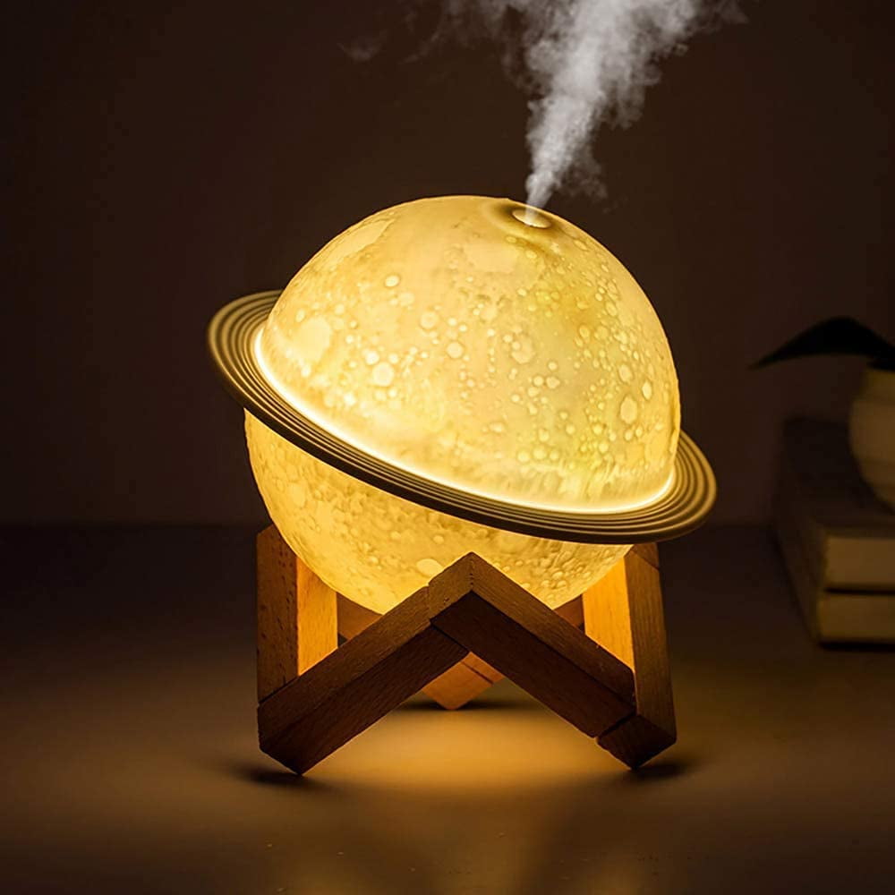 AWLYLNLL Humidifier, 2 in 1 Moon Night Light & Humidifiers with USB Powered, white, warm white, yellow 3D LED Moon Light with Stand, 200ml