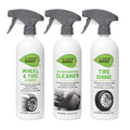 All Mighty Green Eco-Friendly 3 Piece Car Cleaning Combo Set, Interior Surface Cleaner, Tire Shine, Wheel Cleaner with UV Protection, 24 Oz (3-Pack)