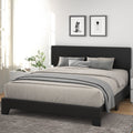 Allewie King Size Platform Bed Fame with Upholstered Adjustable Leather Headboard, Black