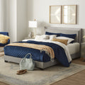 Anchorage Upholstered Queen Bed with LED Lights and USB, Platinum