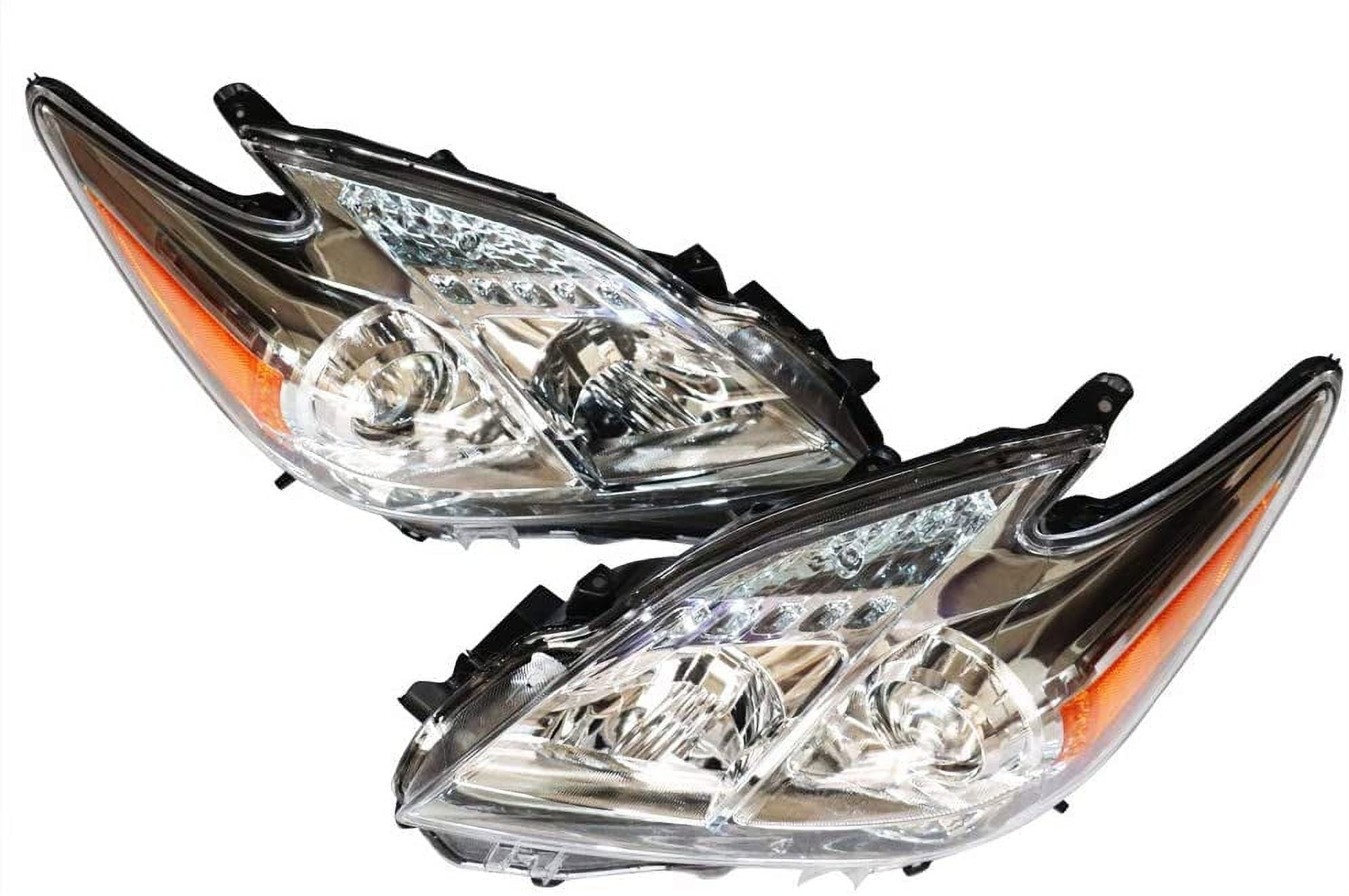 Anqidi Halogen Model LH+RH Headlights Headlamps Assembly Set for 2010-2011 Toyota Prius